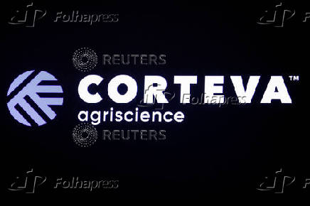 FILE PHOTO: The logo for Corteva Agriscience, a former division of DowDuPont, is displayed on a screen at the NYSE in New York