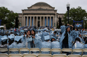 Protests during the Columbia commencement ceremony, in Manhattan