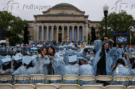 Protests during the Columbia commencement ceremony, in Manhattan