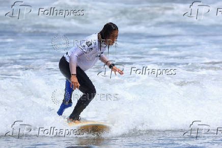Surfer Mireia Cabanes tries to surf a wave during the adaptive surfing Open LPA Surf City No Limit in Las Palmas de Gran Canaria