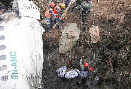 Aftermath of Yeti Airlines plane crash, in Pokhara