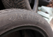 Used Hankook tire are seen on car scrap in Kakanj