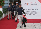 Security personnel prepare for the start of the Community of Latin American and Caribbean States (CELAC) summit, in Tegucigalpa