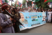 Supporters of Mutahida Qabail Federation protest against India in Quetta