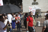 Protesto dos servidores municipais em frente a Prefeitura de São Paulo