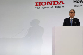 Honda CEO Toshihiro Mibe attends a business briefing in Tokyo