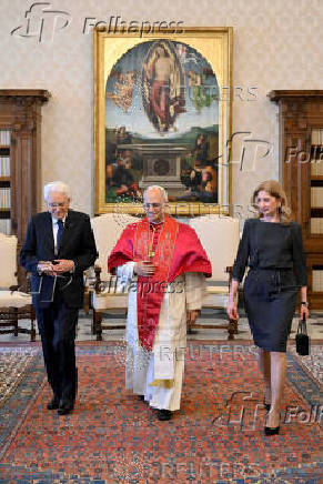 Pope Leo XIV meets Italian President Sergio Mattarella at the Vatican