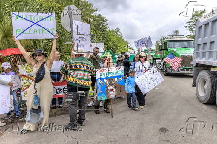 'Stop Alligator Alcatraz' deportation center protest