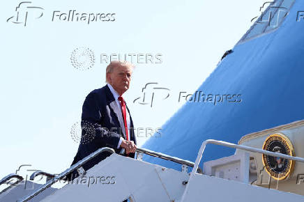 U.S. President Donald Trump departs for Scotland