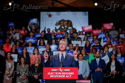 California Gov. Gavin Newsom makes redistricting announcement in Los Angeles, CA