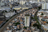Vista aérea da favela do Moinho, em São Paulo