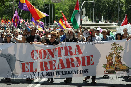 Protest against the increase of Spain?s defence spending in Madrid