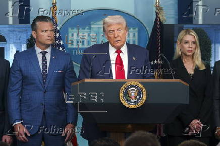 US President Donald Trump addresses the media at the White House