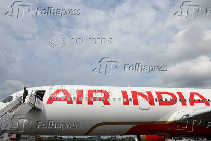 FILE PHOTO: Branding for Air India is seen on Airbus A350-900 at Farnborough International Airshow, in Farnborough
