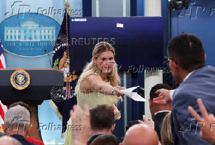 U.S. President Trump meets members of the media at the White House in Washington, D.C