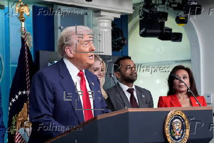 US President Donald Trump addresses the media at the White House