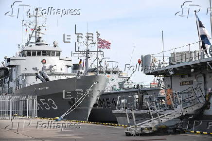 Warships of NATO countries moored at the Port of Gdansk
