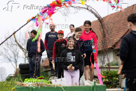 Easter celebration of 'Marching Judas' in Czech village of Stradoun