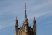 UK Parliament flags at half-mast following the death of Pope Francis