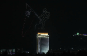 Drones light up the sky to maks anniversary of victory over Nazi Germany in WW2 in Almaty