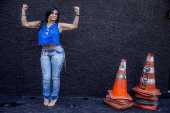 Retrato da cantora Gretchen para entrevista à Folha