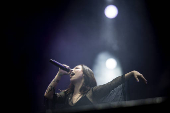 A cantora brasileira Pitty se apresenta no palco Skyline, durante show no quarto dia do The Town