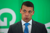 Green Party co-leader Pedneault responds after the Leaders' Debates Commission decided to drop the party from the French and English federal election debates, in Montreal