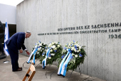 Event to mark the Israeli Holocaust Remembrance Day at Sachsenhausen former Nazi concentration camp outside Berlin