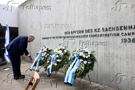 Event to mark the Israeli Holocaust Remembrance Day at Sachsenhausen former Nazi concentration camp outside Berlin