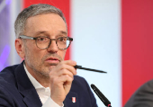 Head of Freedom Party Herbert Kickl attends a press conference in Vienna