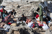Aftermath of an Israeli strike on an UNRWA school sheltering displaced people, in the Bureij camp in the central Gaza Strip