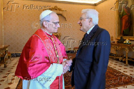 Pope Leo XIV meets Italian President Sergio Mattarella at the Vatican