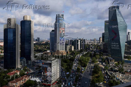 FILE PHOTO: A view from the business and financial district of Levent in Istanbul