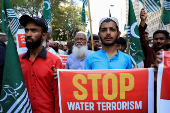 Protest against the suspension of the Indus Waters Treaty by India, in Karachi
