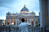St. Peter's Square ahead of the conclave to elect the next pope as seen from Rome
