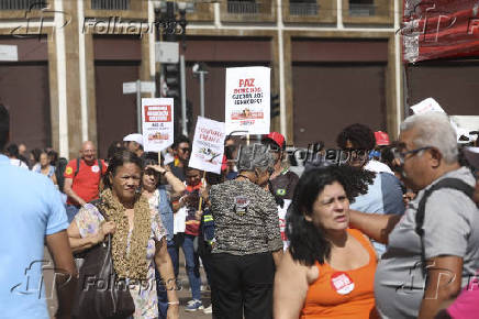 Protesto dos servidores municipais em frente a Prefeitura de São Paulo