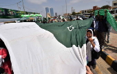 University students rally in solidarity with the Pakistani armed forces in in Karachi