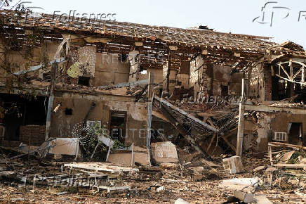 A view of the burnt Khartoum Teaching Hospital building in Khartoum