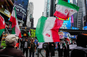 Protest in support of Iran and Palestinians, at Times Square in New York