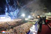 North Korean leader Kim Jong Un attends a ceremony to celebrate the completion of the Wonsan Kalma Coastal Tourist Zone