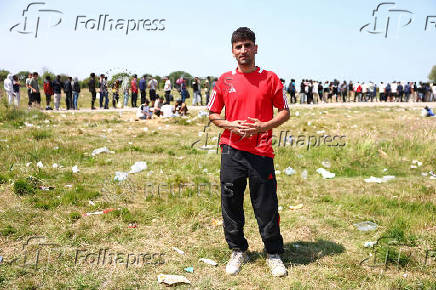 Makeshift migrant camp in Loon-Plage, near Dunkirk