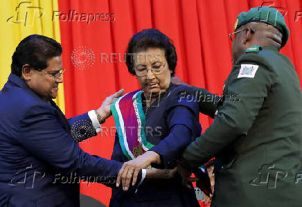 Suriname's Jennifer Simons sworn in as president, in Paramaribo