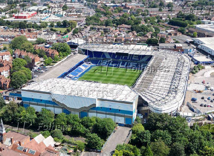 A drone view shows St Andrew's @ Knighthead Park Stadium