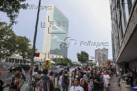 'Stop starving Gaza' protest nearby United Nations headquarters