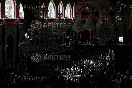 Shi'ite Muslim pilgrims gather at the Imam al-Hussein shrine ahead of the holy Shi'ite ritual of Arbaeen, in Karbala