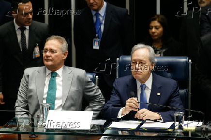Ricardo Lewandowski e Renan Calheiros na votação da prenúncia