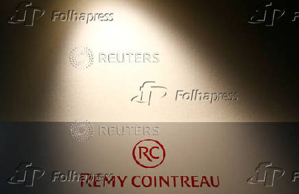 FILE PHOTO: The logo of Remy Cointreau SA is pictured in the Cointreau distillery in Saint-Barthelemy-d'Anjou near Angers