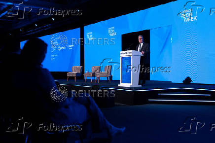 Prime Minister Keir Starmer Speaks At A Conference In London