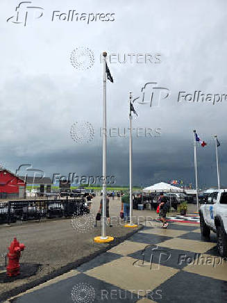 Tornado warning during IndyCar race event, at the Iowa Speedway in Newton