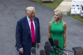 President Trump responds to questions from the media as he departs for Pennsylvania